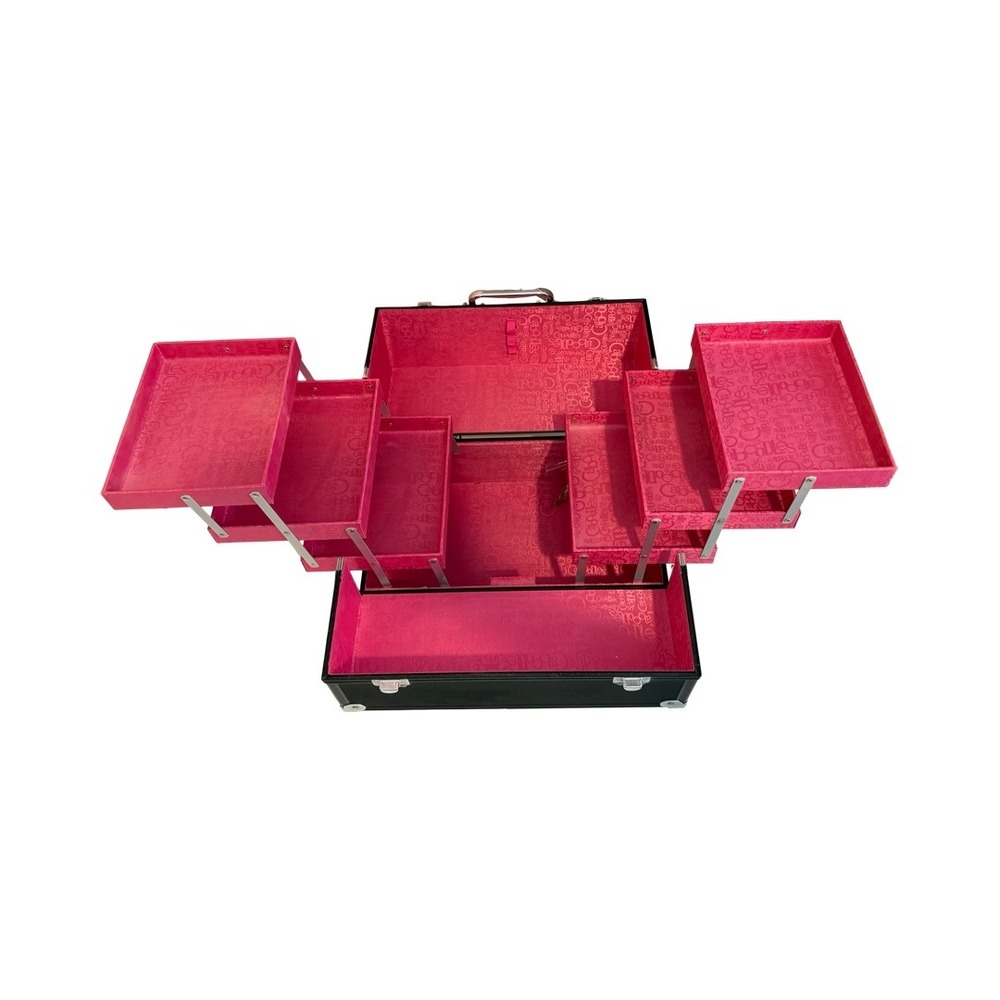 Caboodles Professional Makeup Train Case Black Pink 6 Cantilever Trays with Key - Picture 4 of 7